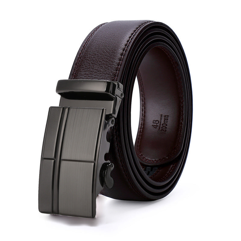 Men's Comfort Leather Ratchet Dress Belt With Automatic Click Buckle