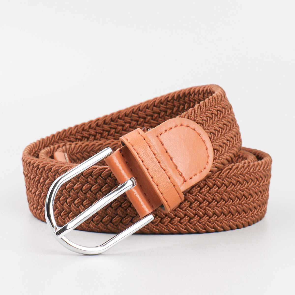 Men's Stretch Woven Braid Belt Canvas Elastic Fabric Woven Stretch Multicolored Braided Belts