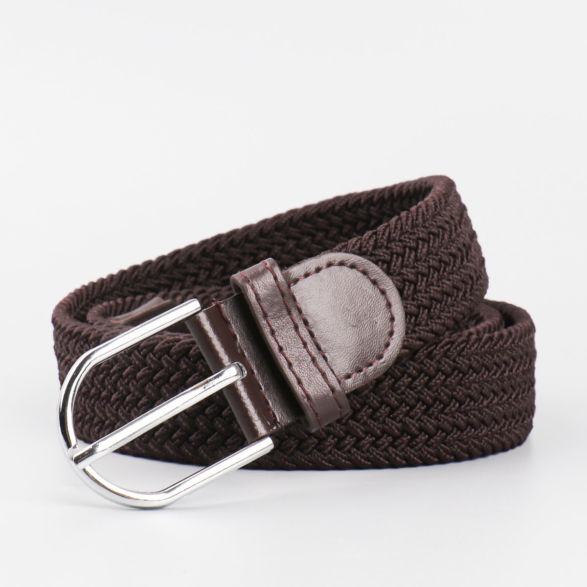 Men's Stretch Woven Braid Belt Canvas Elastic Fabric Woven Stretch Multicolored Braided Belts