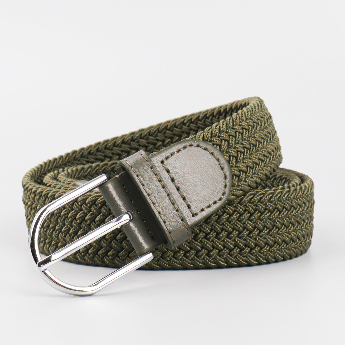 Men's Stretch Woven Braid Belt Canvas Elastic Fabric Woven Stretch Multicolored Braided Belts