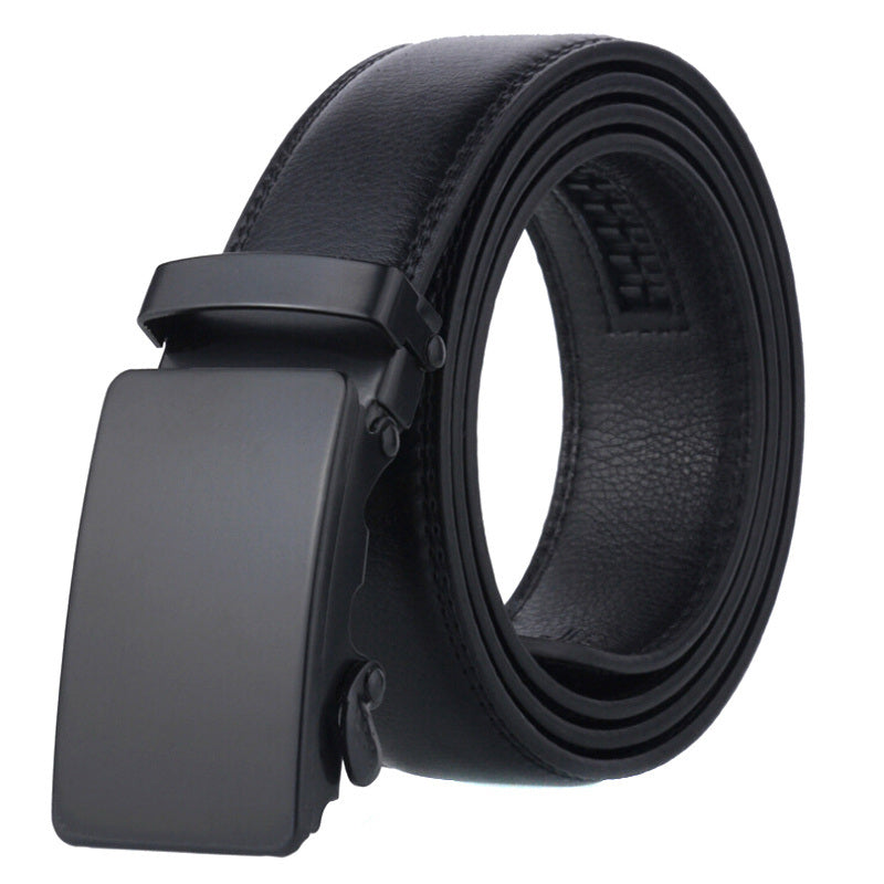 Men's Black Automatic Slider Business Casual Leather Belt