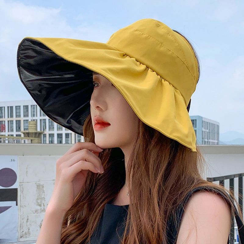 Summer Double-layer Fisherman Hat Women&#39;s Empty Top Sun Hat Outdoor UV Protection Foldable Sunshade Hat Sunscreen Sun Hat