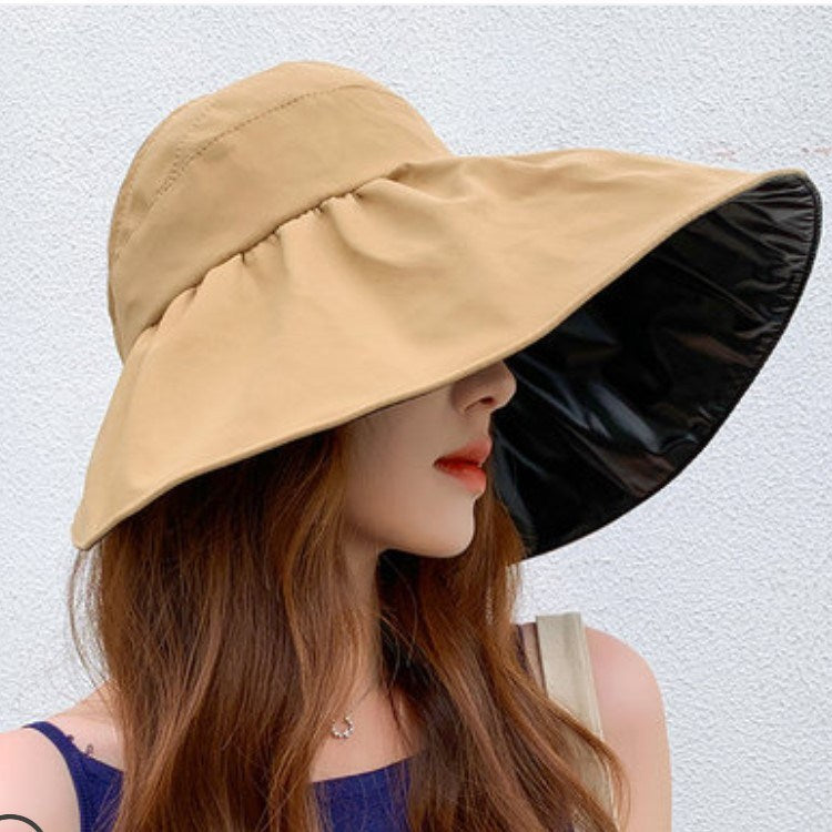 Summer Double-layer Fisherman Hat Women&#39;s Empty Top Sun Hat Outdoor UV Protection Foldable Sunshade Hat Sunscreen Sun Hat