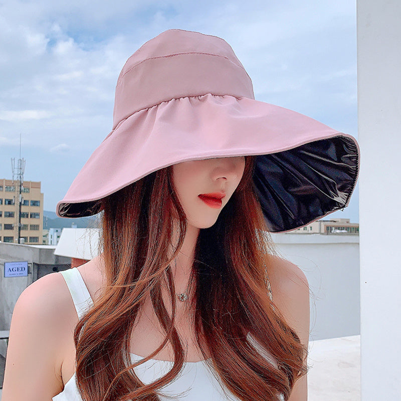 Summer Double-layer Fisherman Hat Women&#39;s Empty Top Sun Hat Outdoor UV Protection Foldable Sunshade Hat Sunscreen Sun Hat