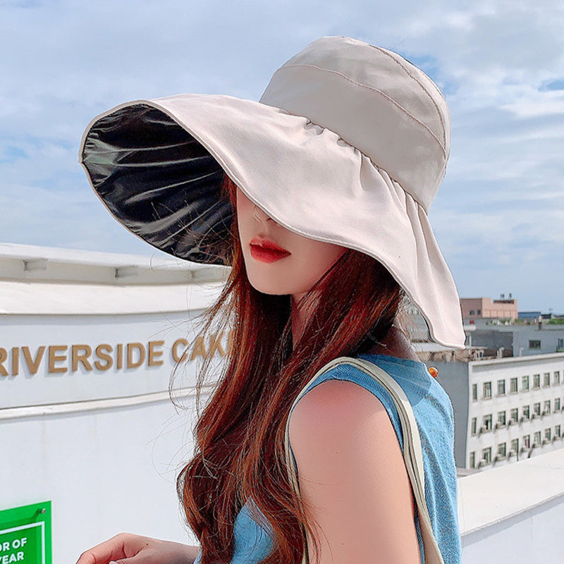 Summer Double-layer Fisherman Hat Women&#39;s Empty Top Sun Hat Outdoor UV Protection Foldable Sunshade Hat Sunscreen Sun Hat