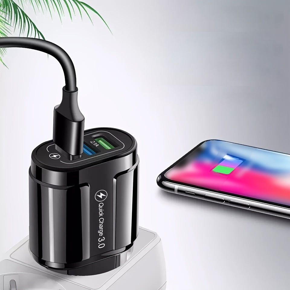 1PC Fast Power Mobile Phone Charger QC3.0 Mobile Phone Charger 3 Port Usb 5V 2A 10W US Plug