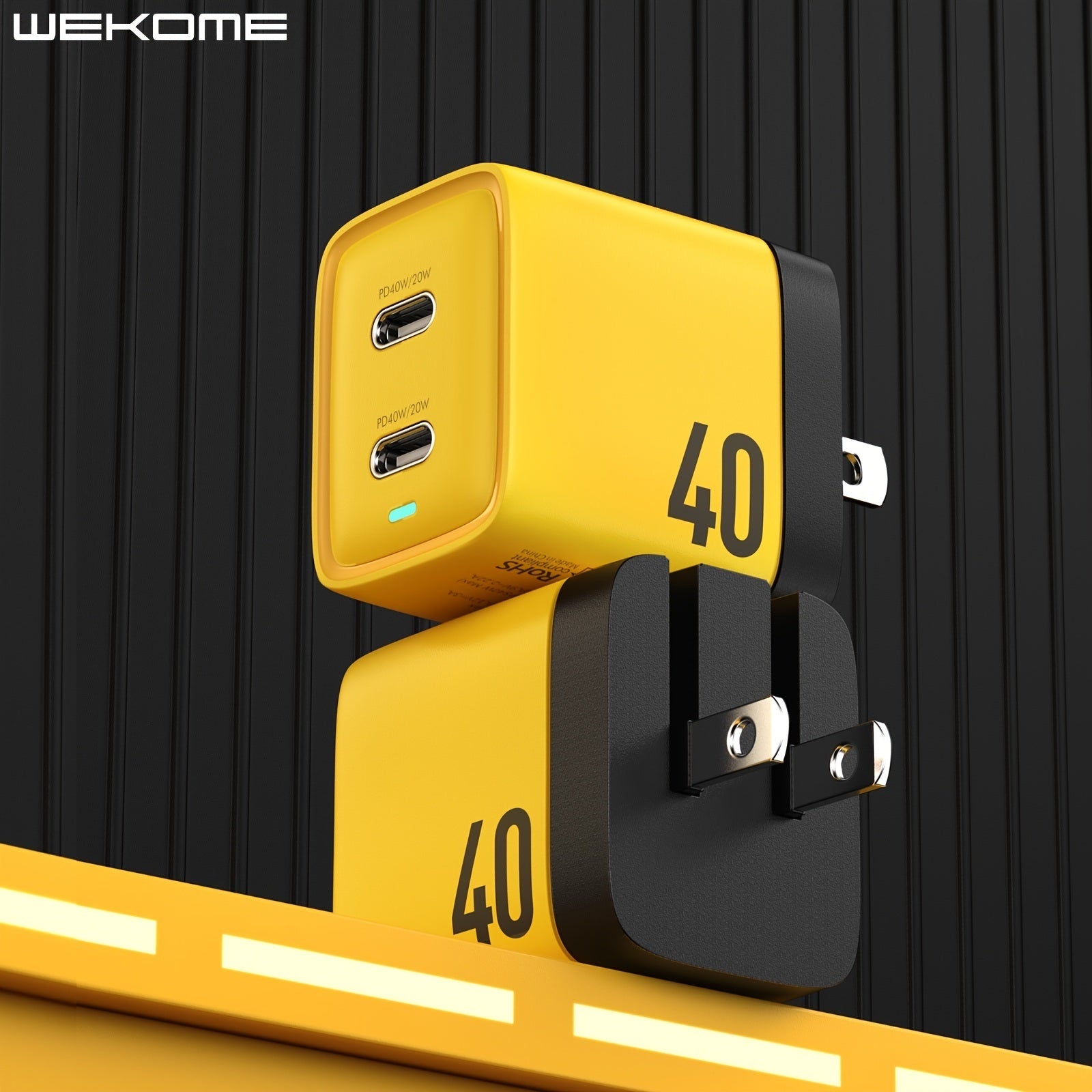 PD40W GaN Wall Charger; Foldable Power Adapter Compatible With ; iPhone ; iPad Pro; Pixel; Switch; Galaxy S21; 20W Output Per Port For Dual-port Use; 40W Output For Single-port Use