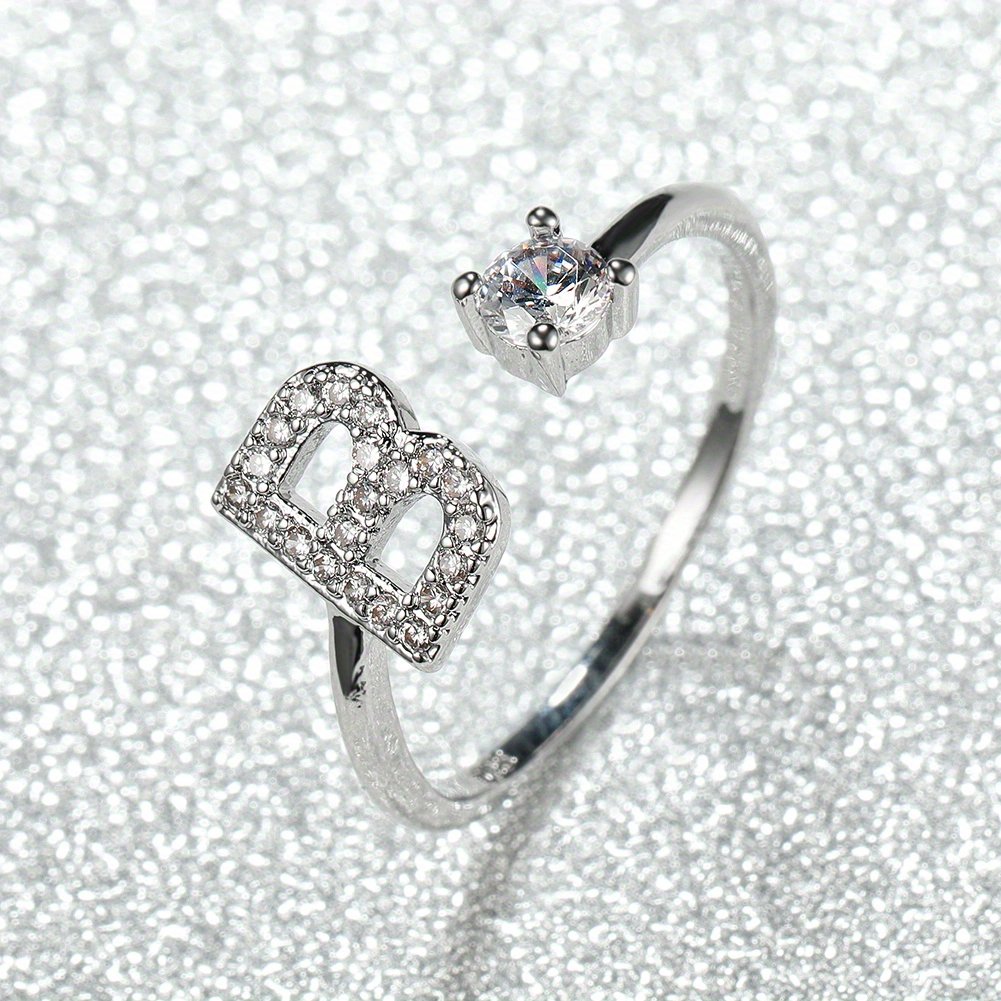 Trendy Silvery ABCDJ Alphabet Rings Stainless Steel Rings Wedding Decorative Love Rings Bridesmaid Couple Gifts
