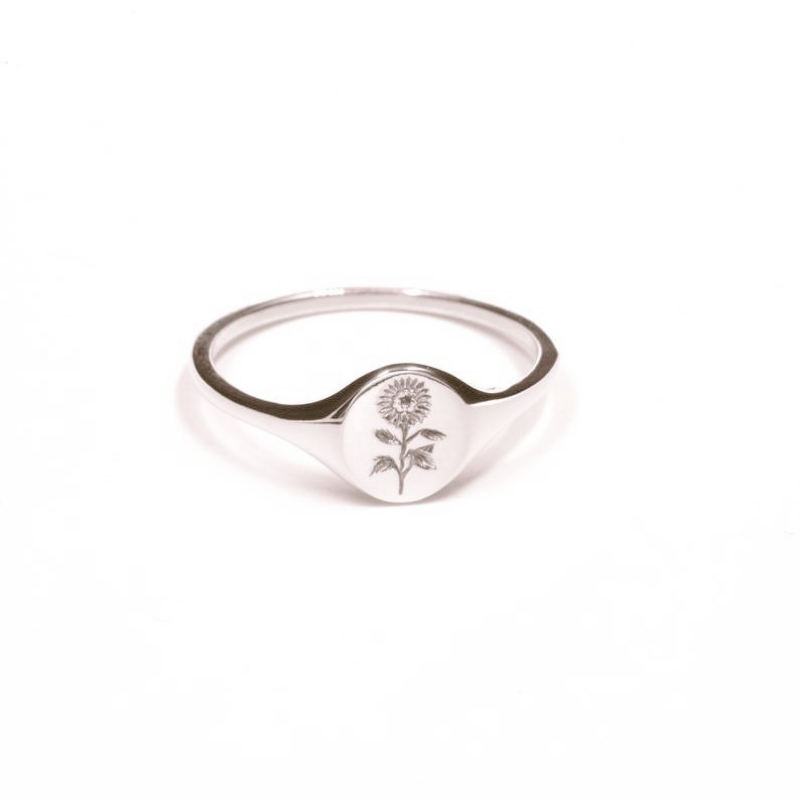 Exquisite Engraved Sunflower Ring Women's Ring Jewelry Decor Birthday Holiday Gift
