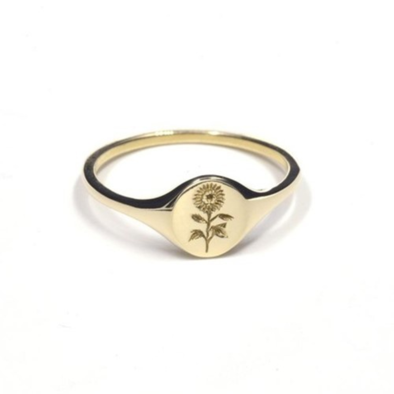 Exquisite Engraved Sunflower Ring Women's Ring Jewelry Decor Birthday Holiday Gift
