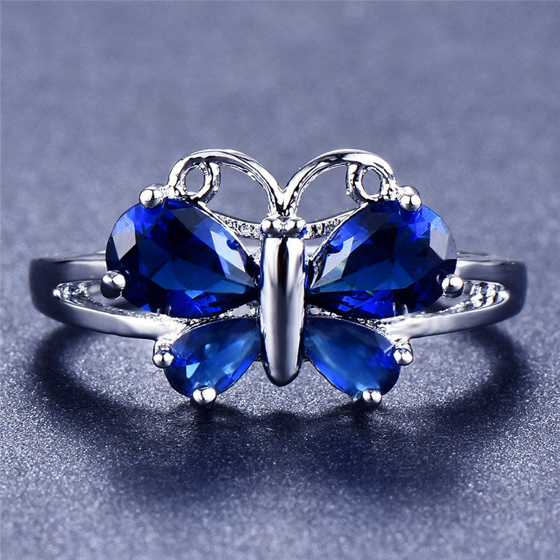 Cute Butterfly Ring Inlaid Zircon 18k Gold Plated Pink Stone Gift For Teen Girls Preppy Ring