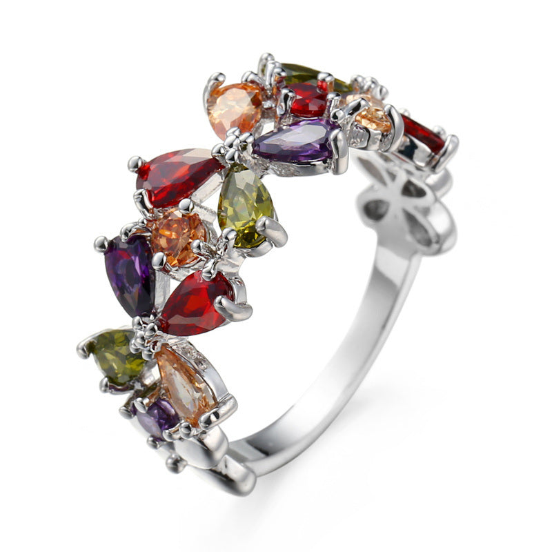 1pc Fashion Wedding Four Leaf Colorful Flower Ring For Boyfriend Men's Valentine's Day Anniversary Gifts