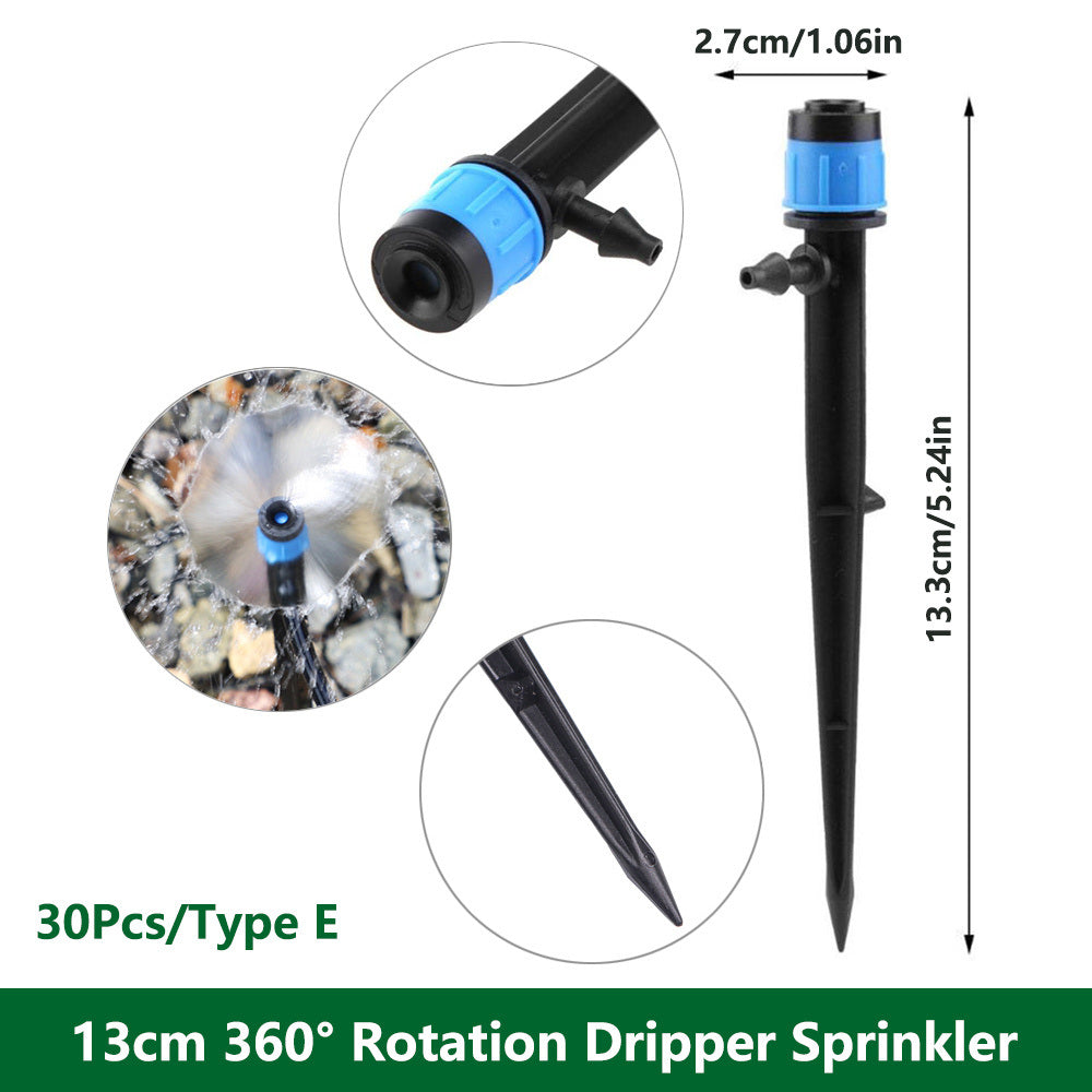 1 Pack 30-200 Drip Irrigation System Automatic Drip Sprinkler Connected 4/7 " Watering Garden Hose With Long-pole 8 Holes And 360° Rotating Drip Irrigation Watering Kit; 5.24 X 1.06 X 0.63 In