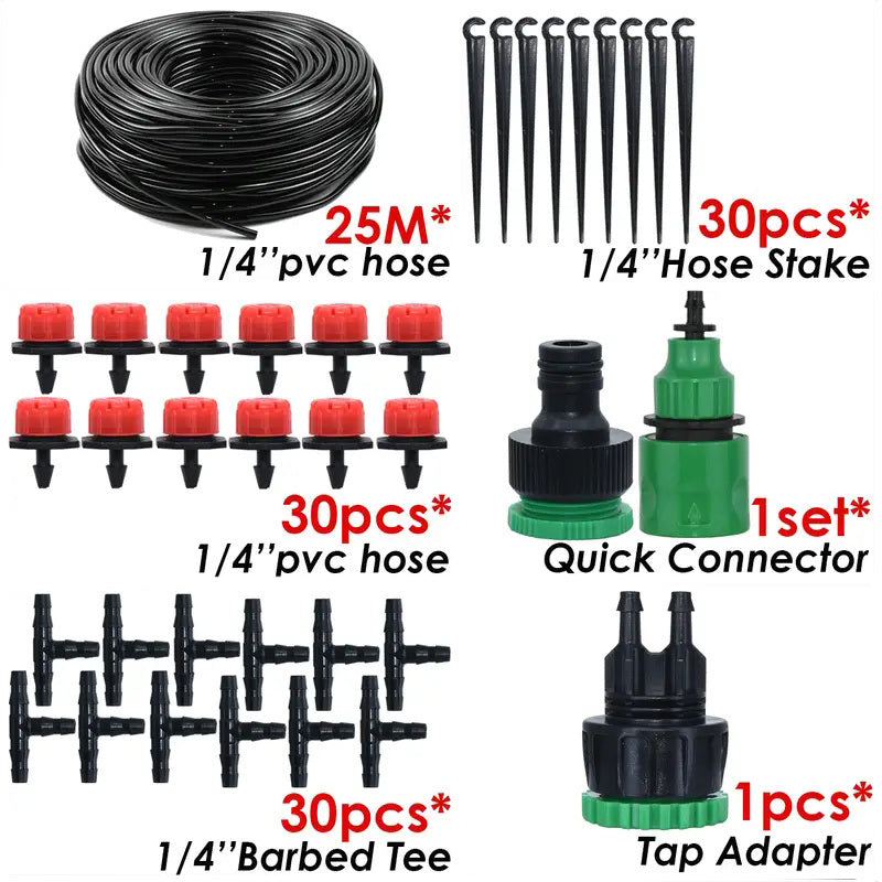 1pc Automatic Micro Drip Irrigation Watering System Kit Hose Home Garden & Adjustable Drippers Greenhouses Potted Grows