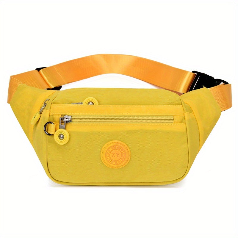 Simple Waist Bag; Letter Patch Decor Crossbody Bag; Casual Nylon Phone Bag For Outdoor Travel Sports