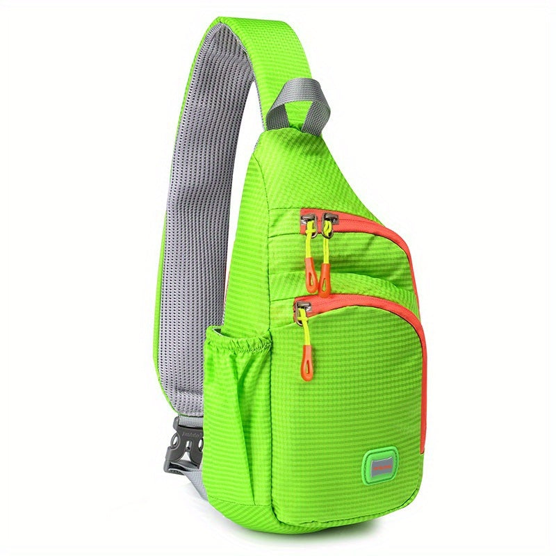 Waterproof Nylon Fanny Pack; Trendy Zipper Sling Bag With Side Pocket For Outdoor Sports