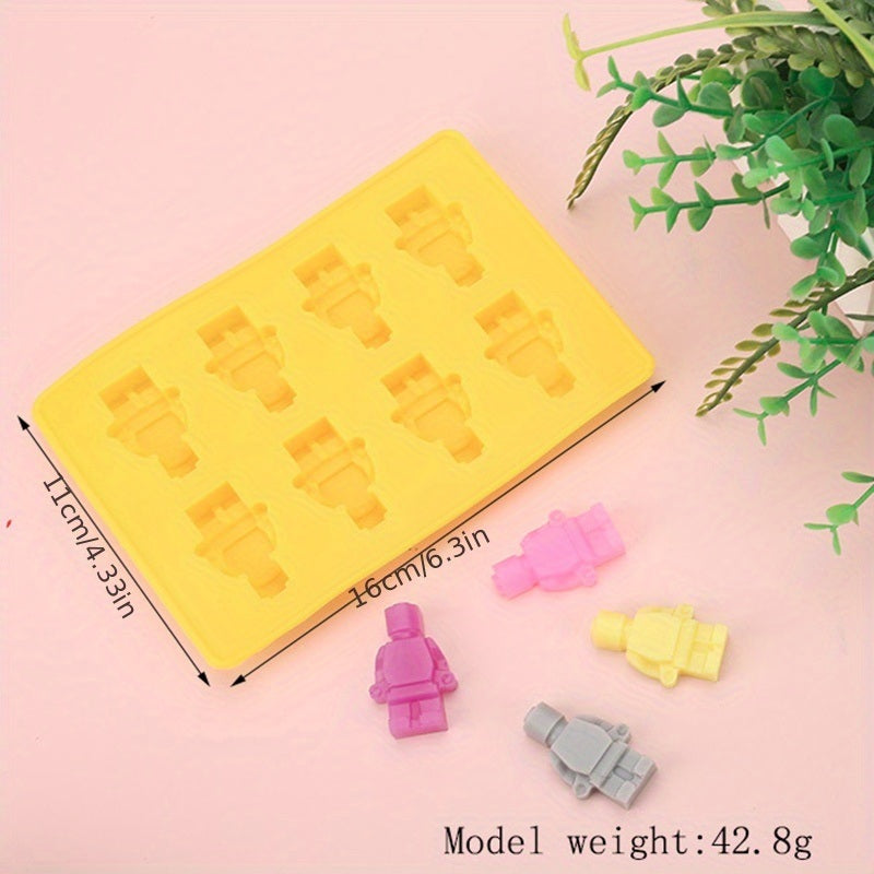 1pc 6 Styles Ice Cube Mold; Building Blocks Modeling Ice Tray Silicone Mold DIY Robot Building Blocks Ice Cube Mold Chocolate Mold Cake Decoration Modeling Mold Baking Tools