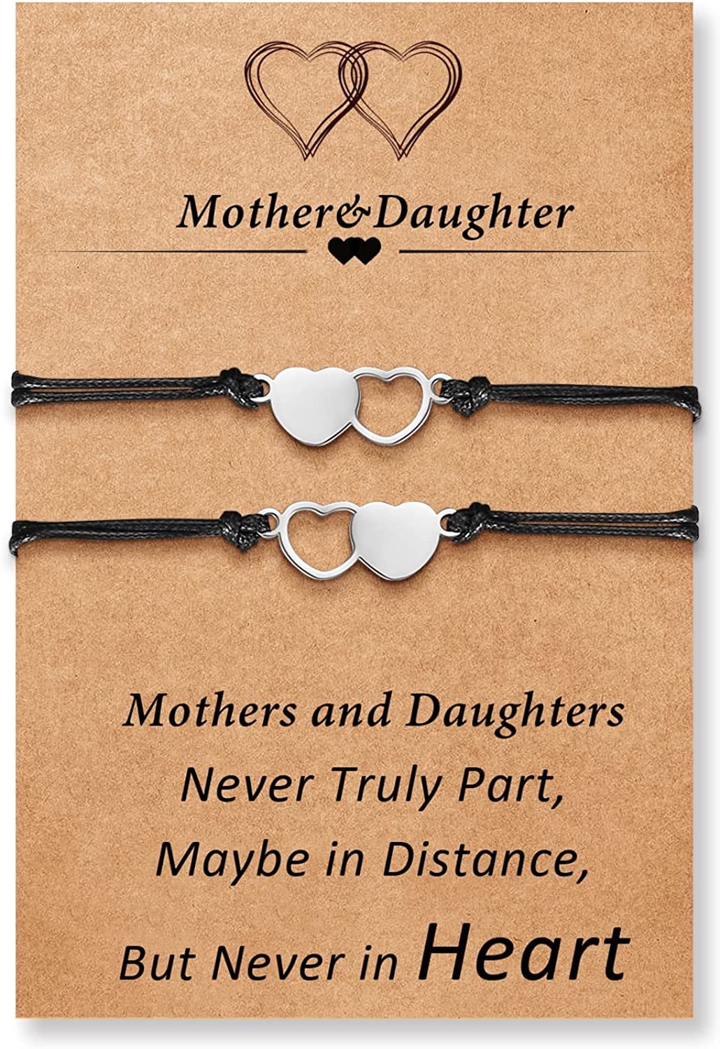 Desimtion Mothers Day Gifts; Mother Daughter Bracelets Set for 2; 3; 4; 5; 6.Matching Heart Back to School Bracelets for Mommy and Me Easter Gifts for Girl