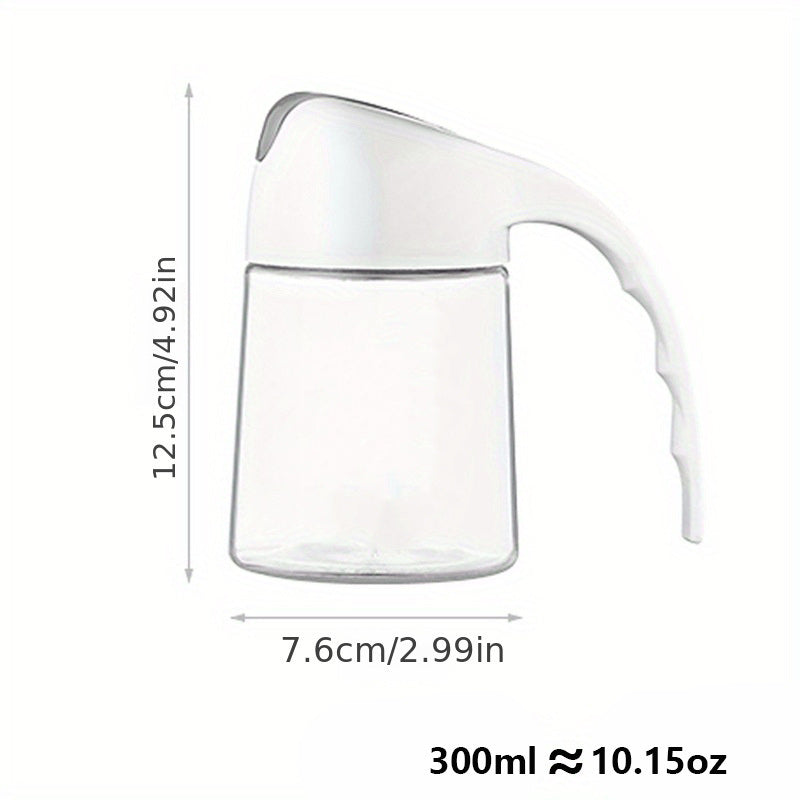 1pc Glass Oil Pot; Seasoning Jar; Gravity Automatic Opening; Leak-proof; Kitchen Accessories