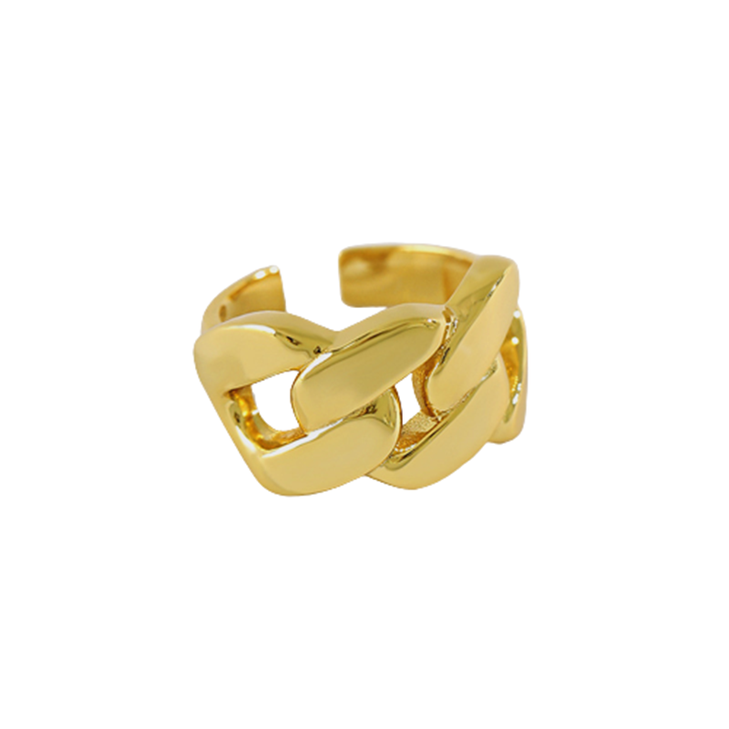 Chain Link Rings;  Gold Plated Dainty Trendy Cuban Link Ring