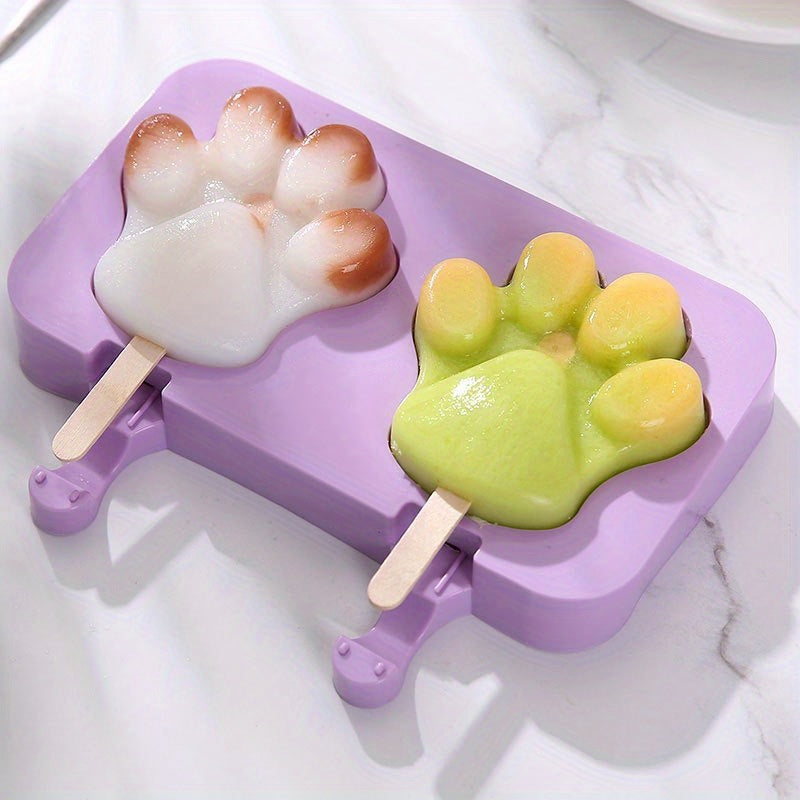 1pc Silicone Ice Cream Mold + Lid + 50pcs Ice Cream Stick Silicone Ice Cube Ice Cream Household Homemade Stick Ice Pop Mold Ice Hockey Mold Ice Cream Model
