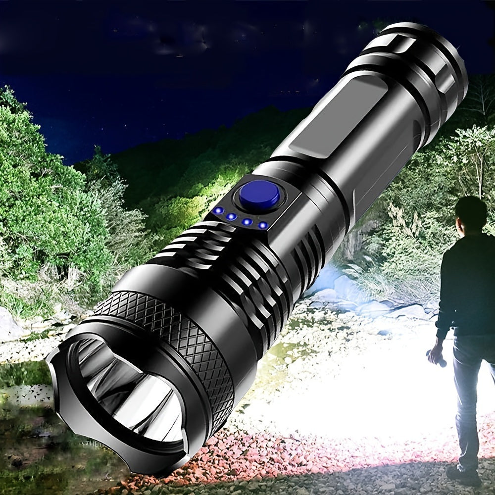 USB Chargeable Strong Light Handheld Flashlight; Plastic Material; Suitable For Camping Backpacking Hiking