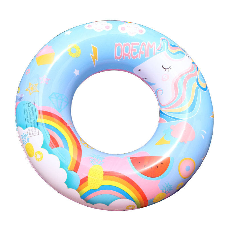 Rainbow Horse Swimming Ring Thickened PVC Underarm Ring Inflatable Unicorn Swimming Ring Children's Life Buoy