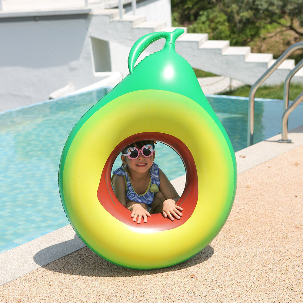 Kid's Cute Pineapple Swimming Rings; Inflatable Cartoon Avocado Pool Float For Beach Pool Party Summer