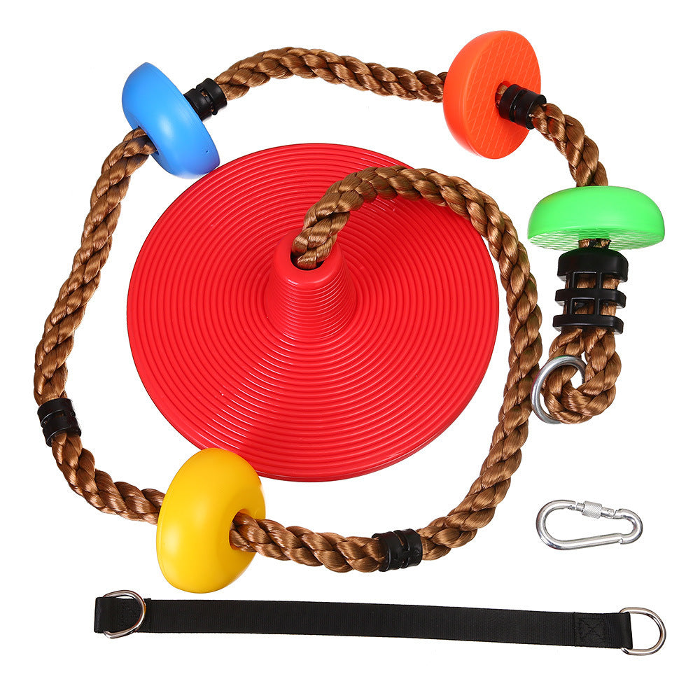 Climbing Rope Tree Swing With Climbing Rope And Platforms Disc Swing Seat With Hanging Strap And Snap Hook For Kids Outdoor Playground Set Accessories Tree House; Backyard Fun; Daily Exercise