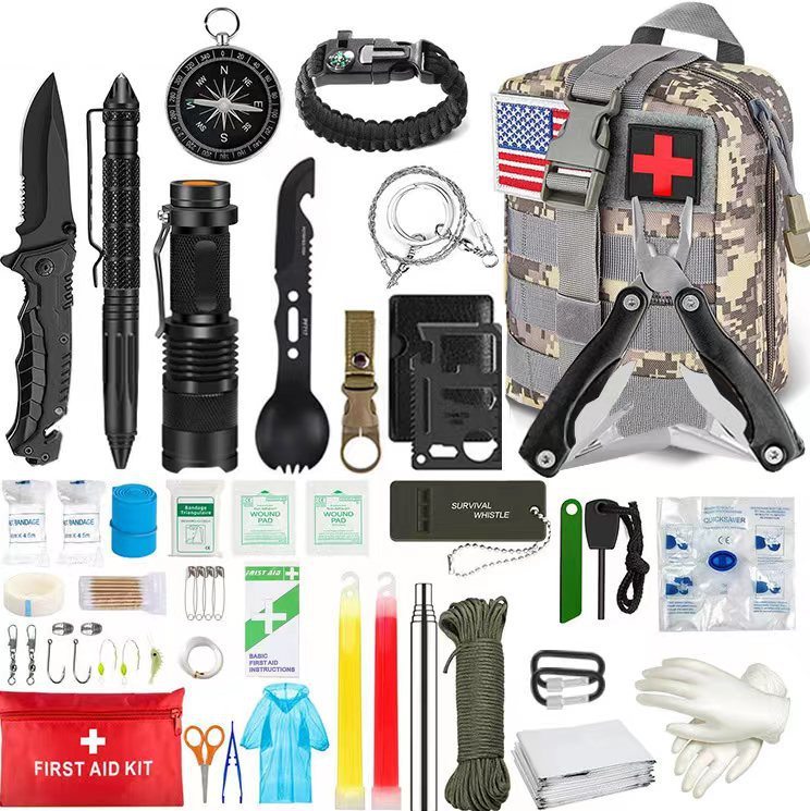 Outdoor SOS Emergency Survival Kit Multifunctional Survival Tool Tactical Civil Air Defense Combat Readiness Emergency Kit