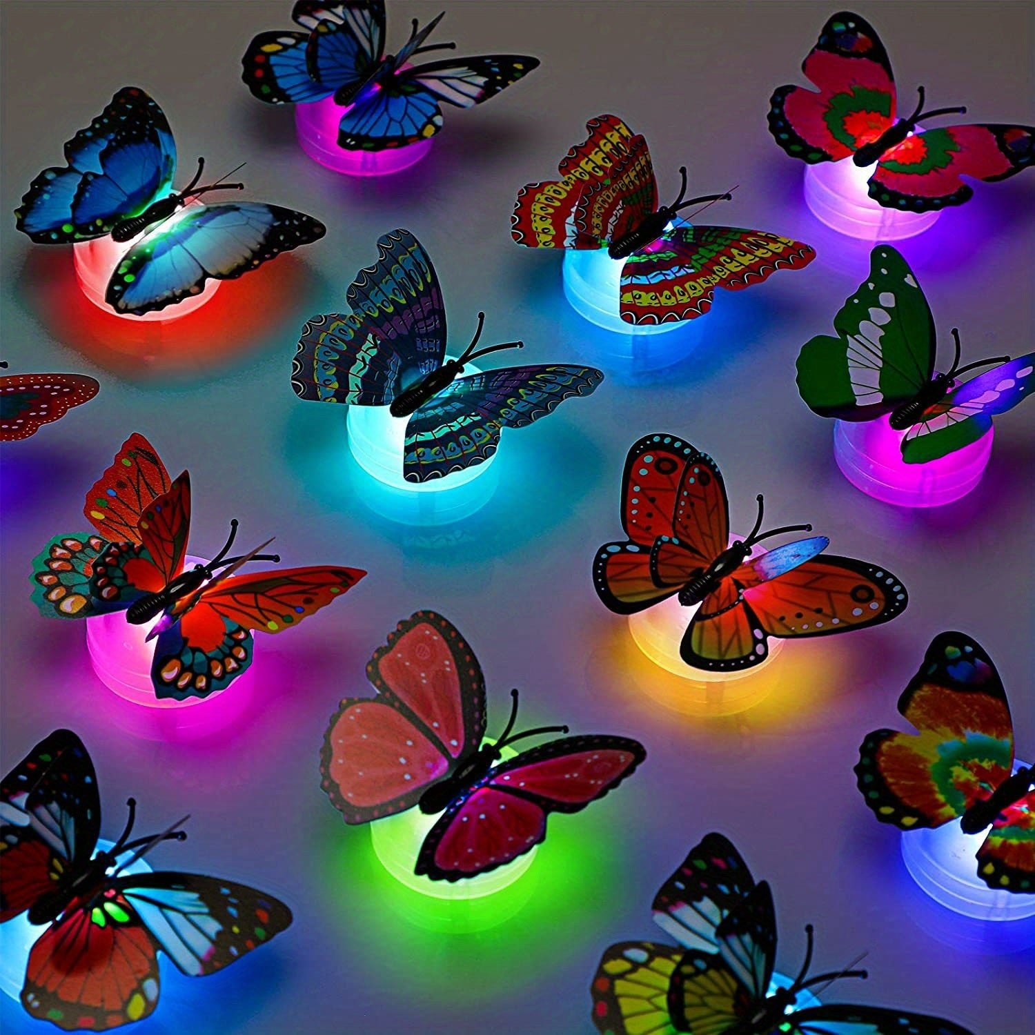 24pcs, 3D LED Butterfly Decoration Night Light Sticker Single And Double Wall Light For Garden Backyard Lawn Party Festive Party Nursery Bedroom Living Room