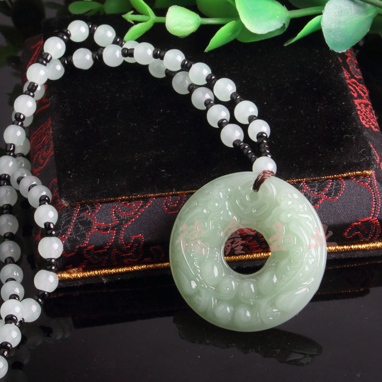 Dragon Guan Gong Gold Toad Brave Light Green Necklace