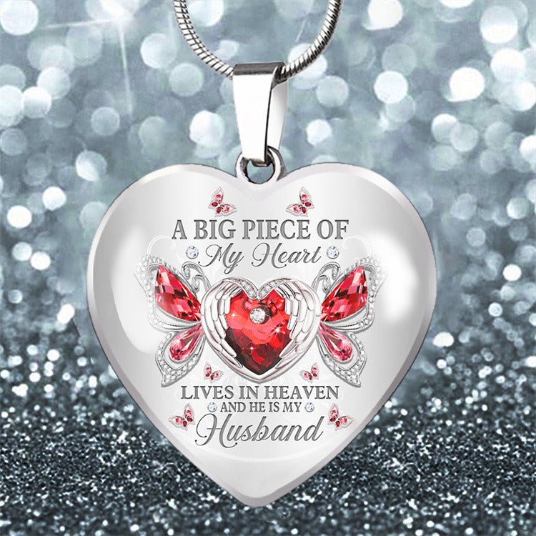 European And American Popular Heart-shaped Alloy Necklace With Epoxy Brilliant Colors