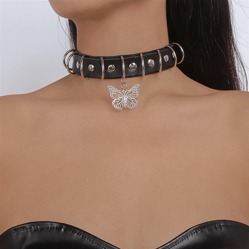 Chain Tassel Punk Exaggerated Gothic Leather Collar Necklace