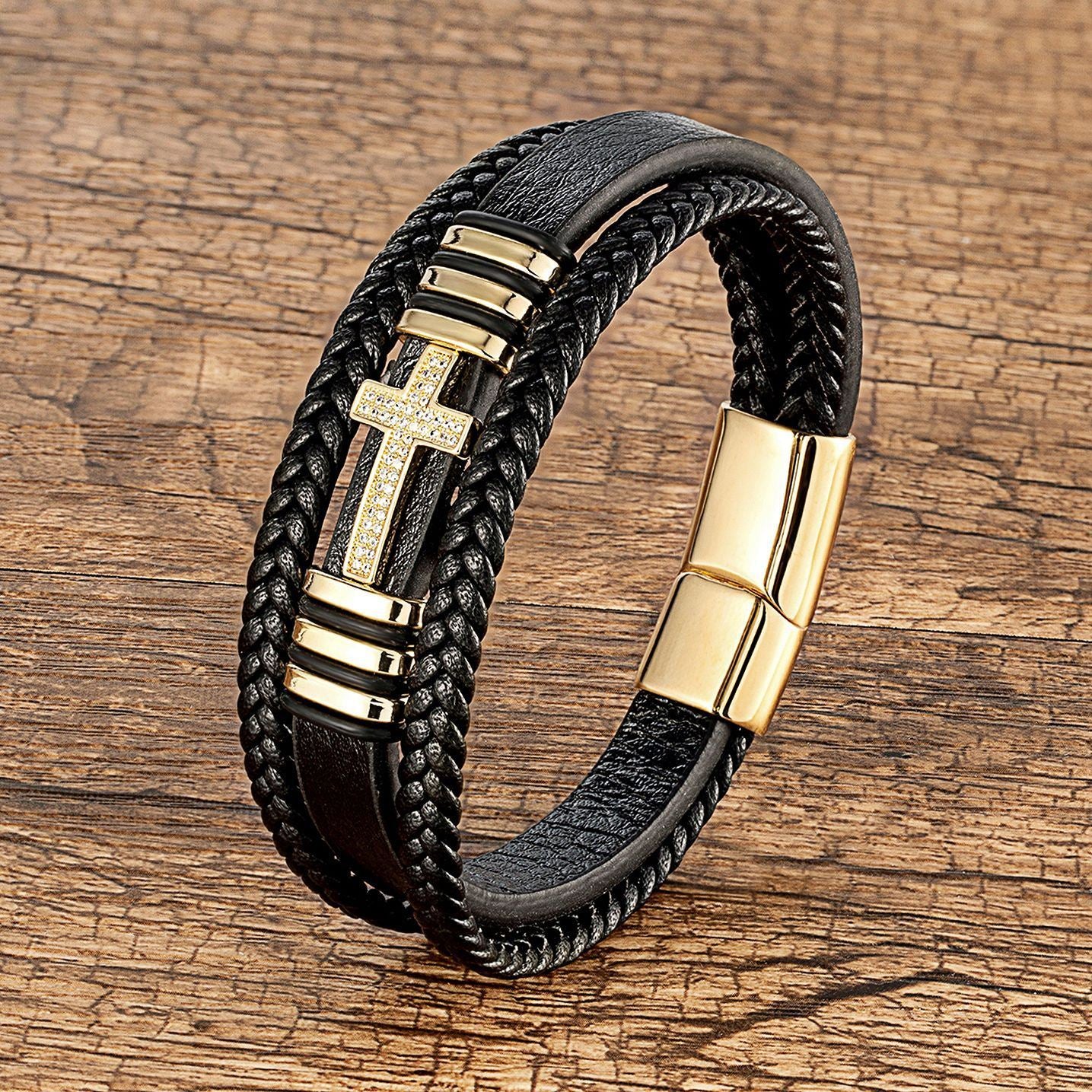 Cross Multi-layer Leather Bracelet Vintage Men And Women