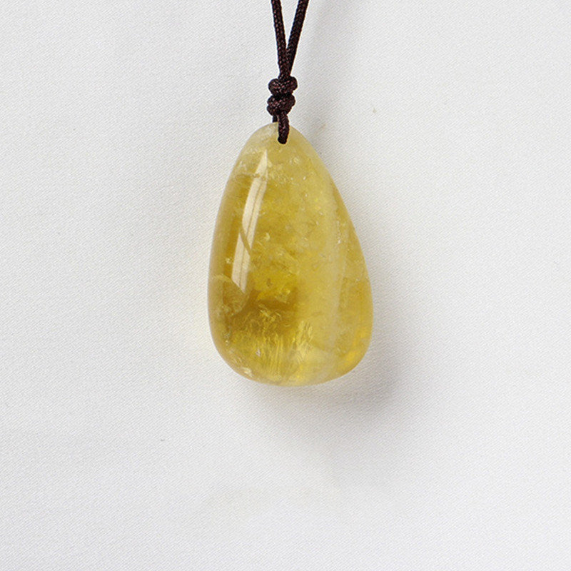 Natural Crystal Raw Stone Polished Teardrop Pendant Necklace