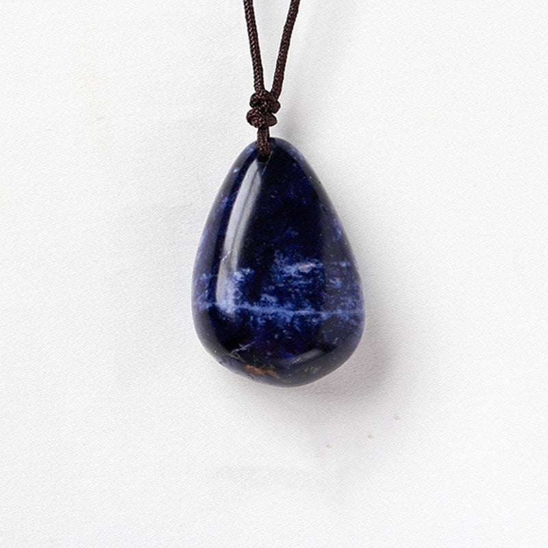 Natural Crystal Raw Stone Polished Teardrop Pendant Necklace