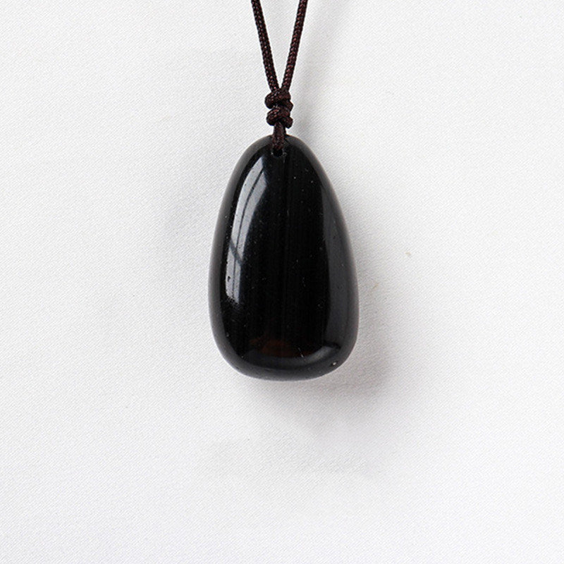 Natural Crystal Raw Stone Polished Teardrop Pendant Necklace
