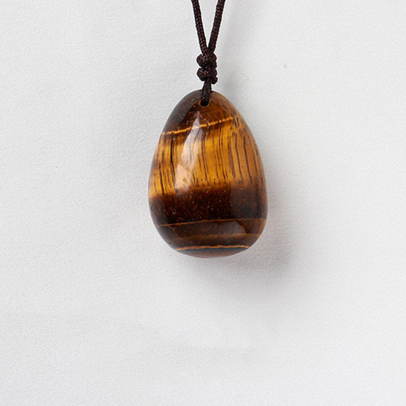 Natural Crystal Raw Stone Polished Teardrop Pendant Necklace