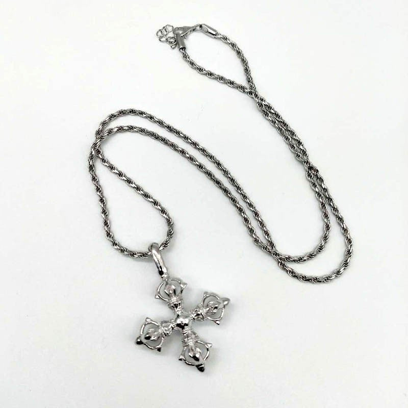 925 Silver Cross Vajra Pestle Five Pendant Men's And Women's Necklaces