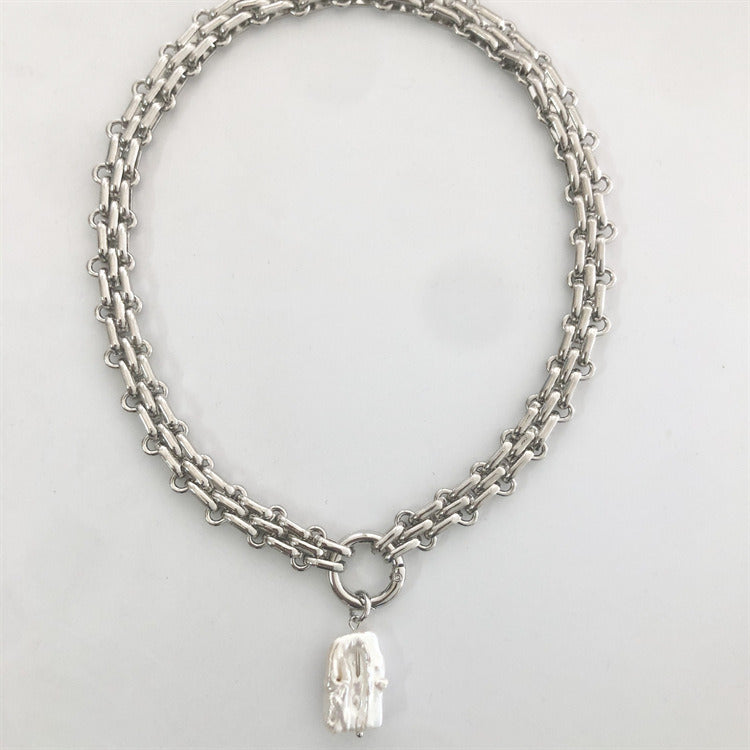 Baroque Pearl Necklace Rectangular