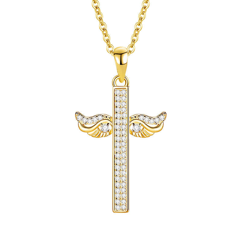 Angeless Wings Cross Diamond Necklace