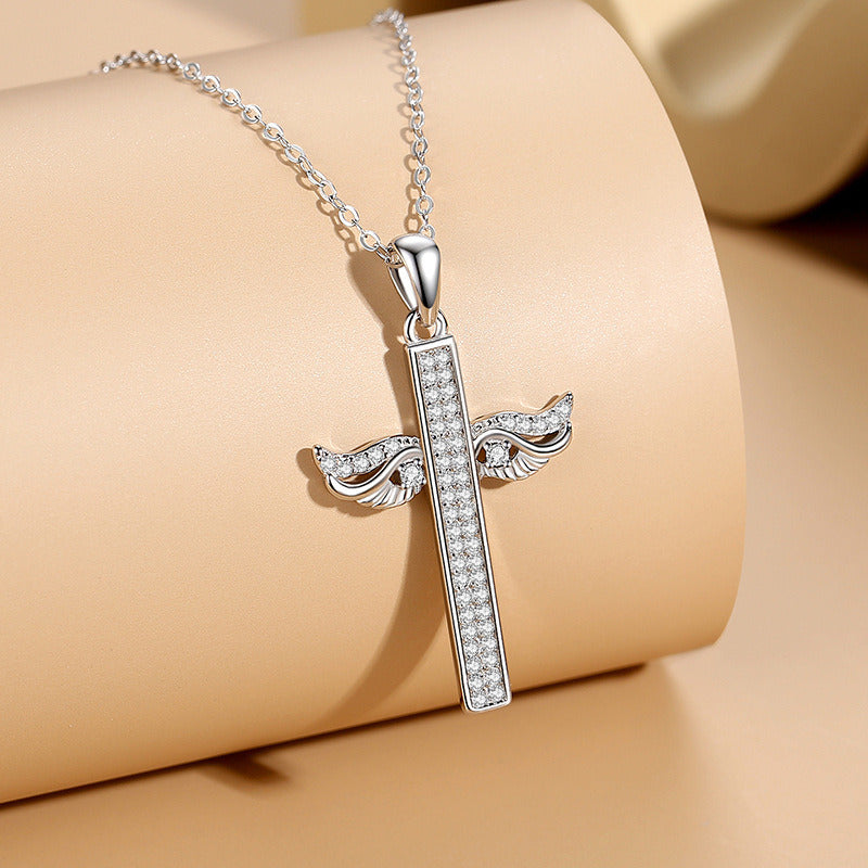 Angeless Wings Cross Diamond Necklace