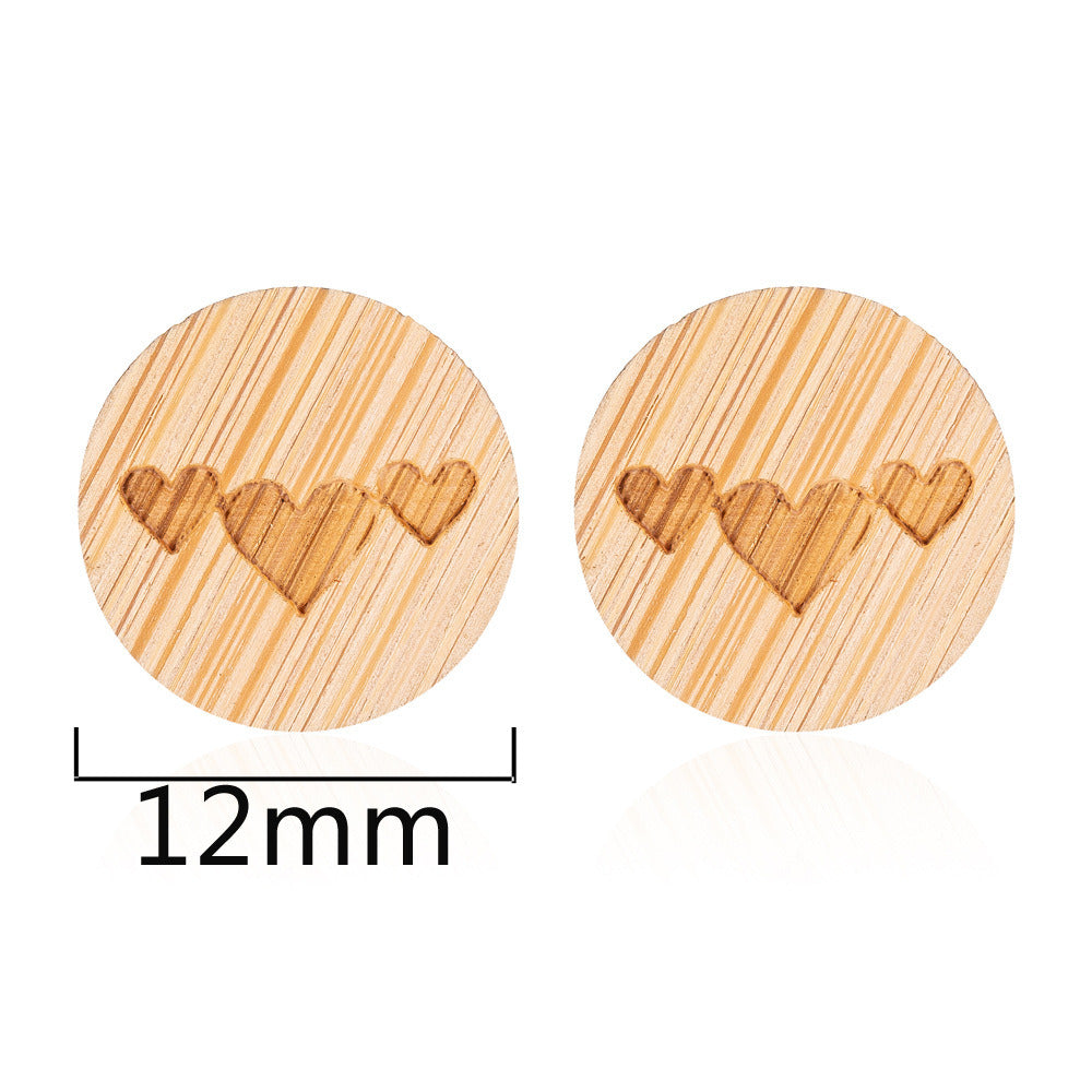 New Vintage Small Animal Plant Wooden Stud Earrings For Girls Simple Stud Earrings