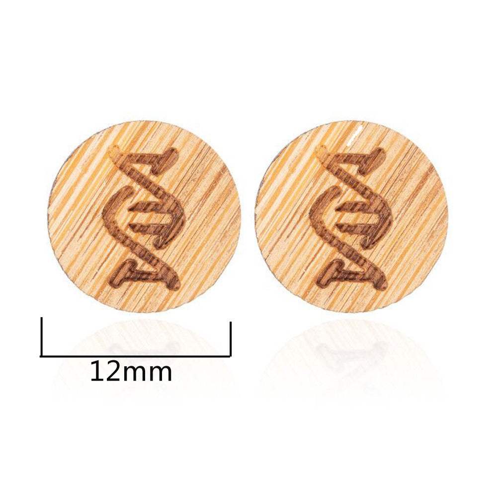 New Vintage Small Animal Plant Wooden Stud Earrings For Girls Simple Stud Earrings