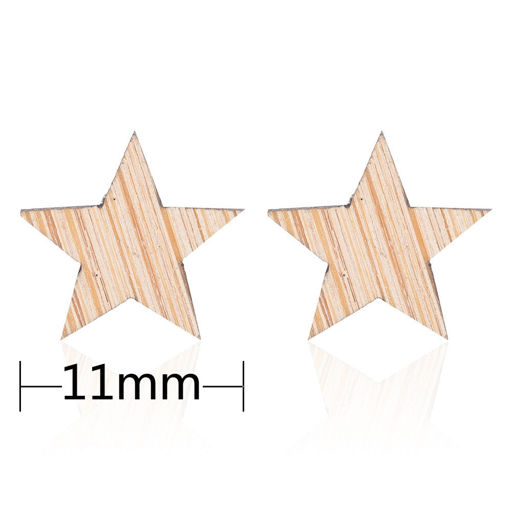 New Vintage Small Animal Plant Wooden Stud Earrings For Girls Simple Stud Earrings