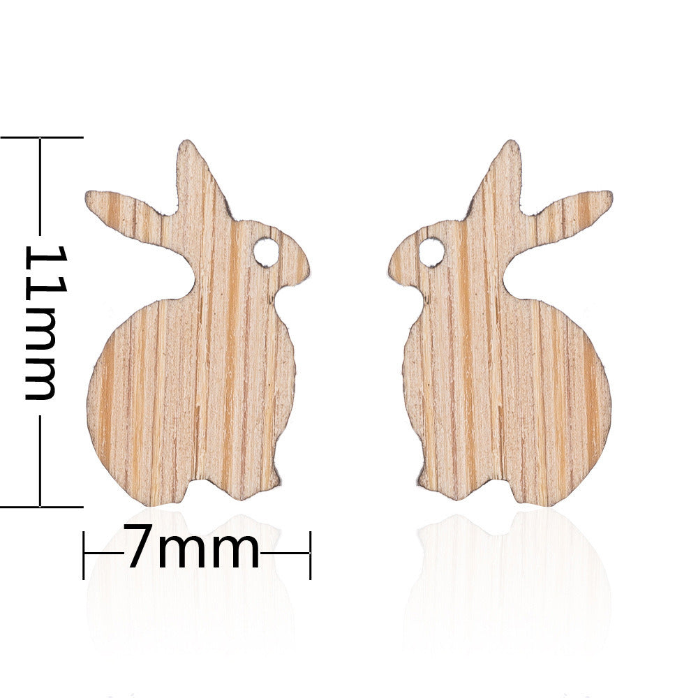 New Vintage Small Animal Plant Wooden Stud Earrings For Girls Simple Stud Earrings