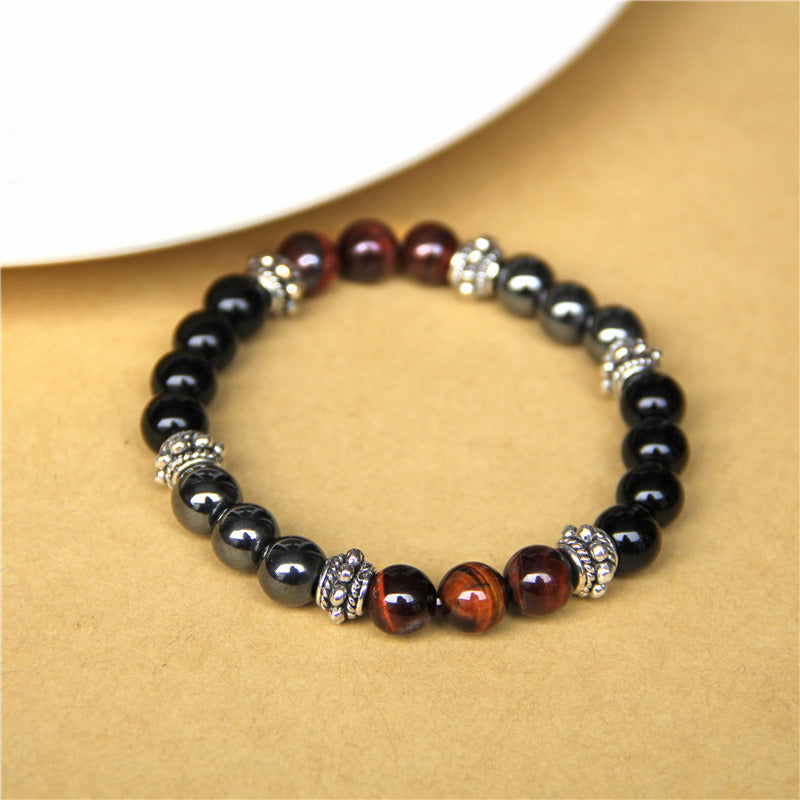 Men's And Women's Natural Tiger Eye Jewel Bead Elastic Bracelet