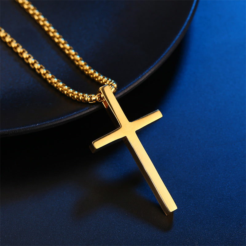 Smooth Simple Titanium Cross Pendant Male And Female Personality Necklace