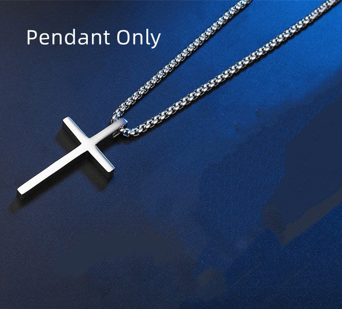 Smooth Simple Titanium Cross Pendant Male And Female Personality Necklace